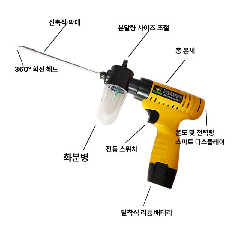 꽃가루분사기 전동 수분기 충전식 과수원 과일 인공수정 표준 수분기 (배터리 1개) - 상세 이미지 5