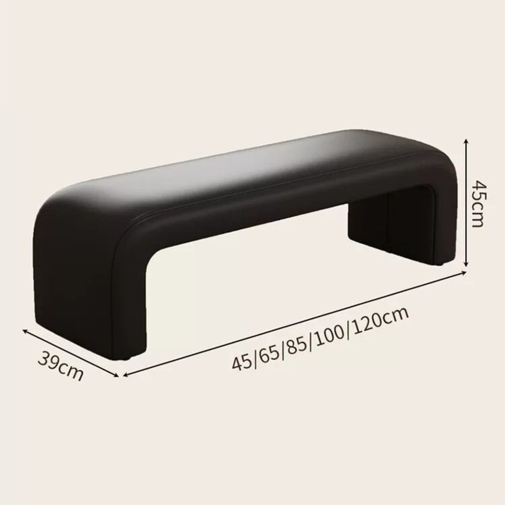 벤치형 소파 등받이 없는 쇼파 소파베드 현관벤치 긴쇼파 PU 가죽 검정 60cm - 상세 이미지 3