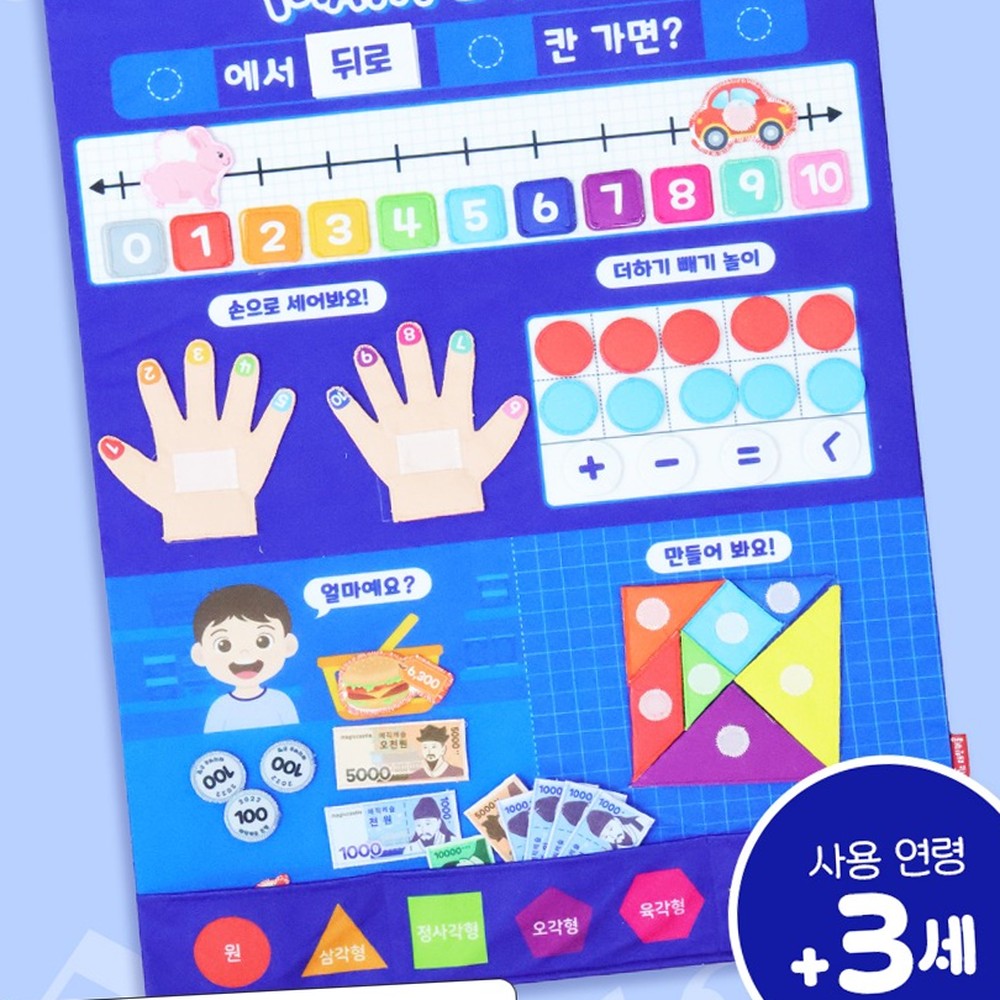 벽걸이형숫자놀이 유아홈스쿨링어린이집교구수학차트 붙였다떼기유치원교구수학놀이판 - 상품 이미지