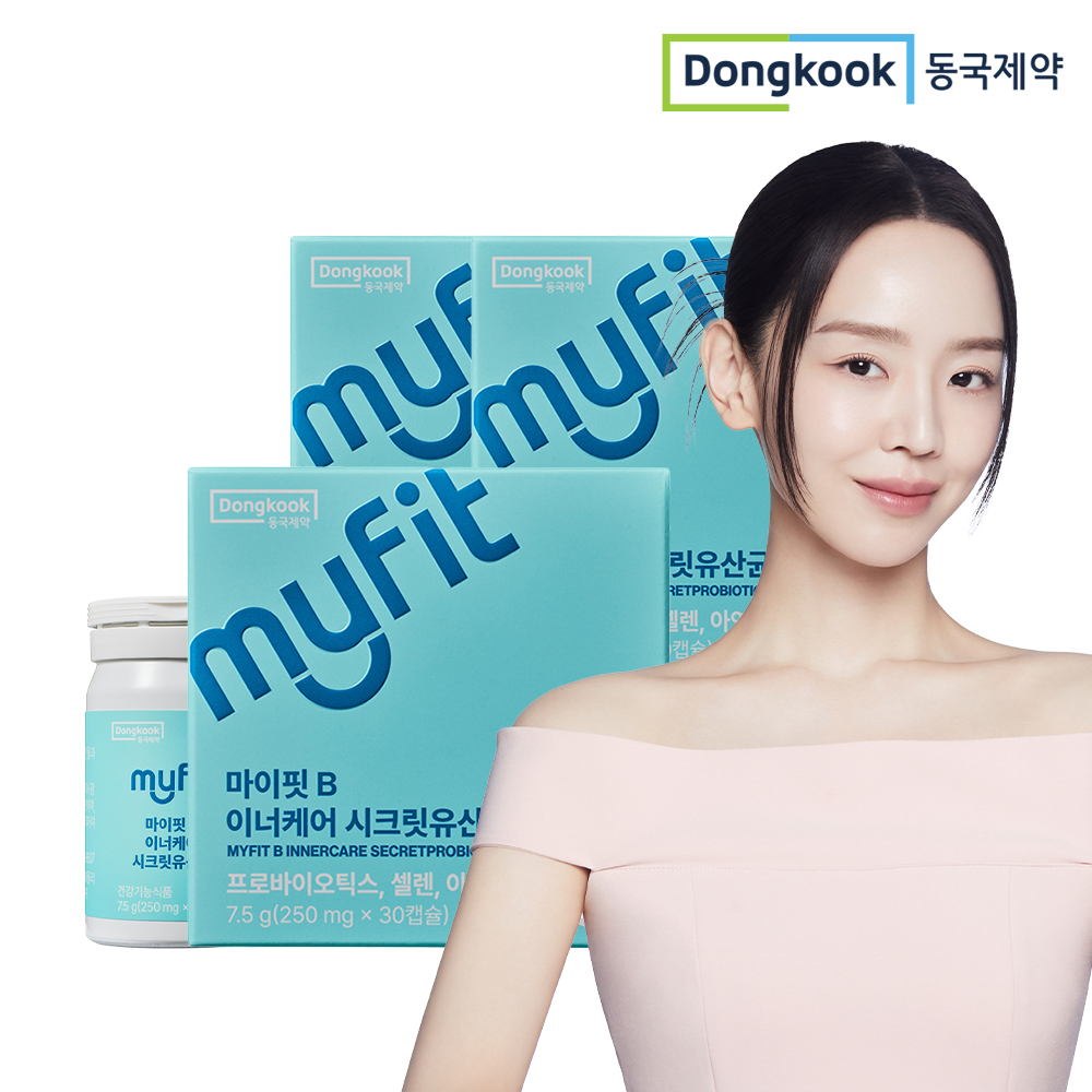 [3개월] 동국제약 마이핏B 이너케어 시크릿유산균 여성 질 유래 로셀 건강 유산균 30캡슐, 3개 - 상품 이미지