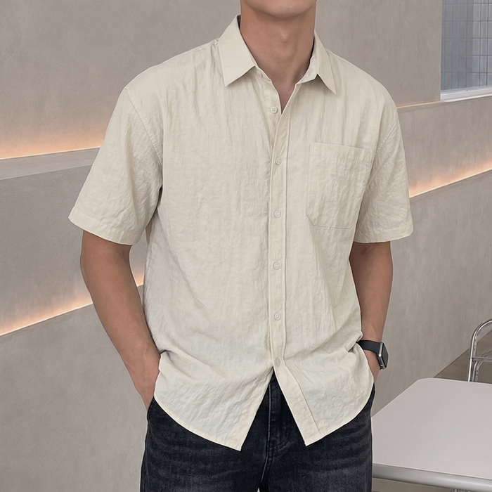 남자여름셔츠 나일론셔츠 남성반팔셔츠 남자오버핏남방 - 상세 이미지 4