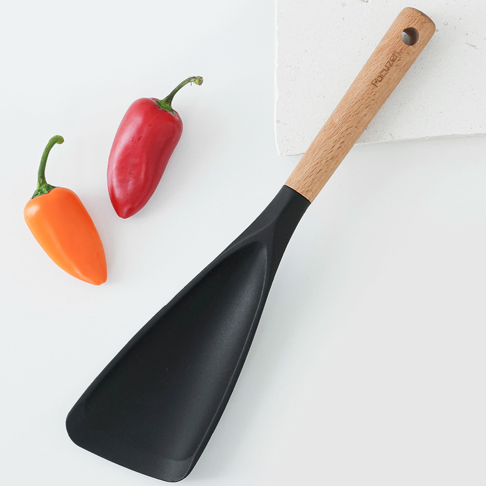 파쿠젠 우드핸들 실리콘 조리도구 요리 볶음스푼 - 상품 이미지