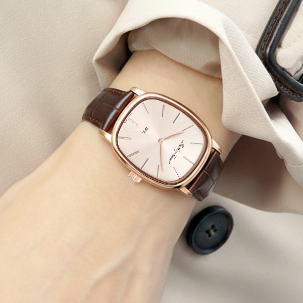 스위스 메티티솟 H7919 가죽밴드 남녀공용시계 브라운앤로즈골드 - 상품 이미지