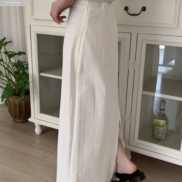 소치 린넨 데님 맥시 롱 스커트 3col 여름 밴딩 A라인 난스판 뒷트임 제이플로우 이미지 7