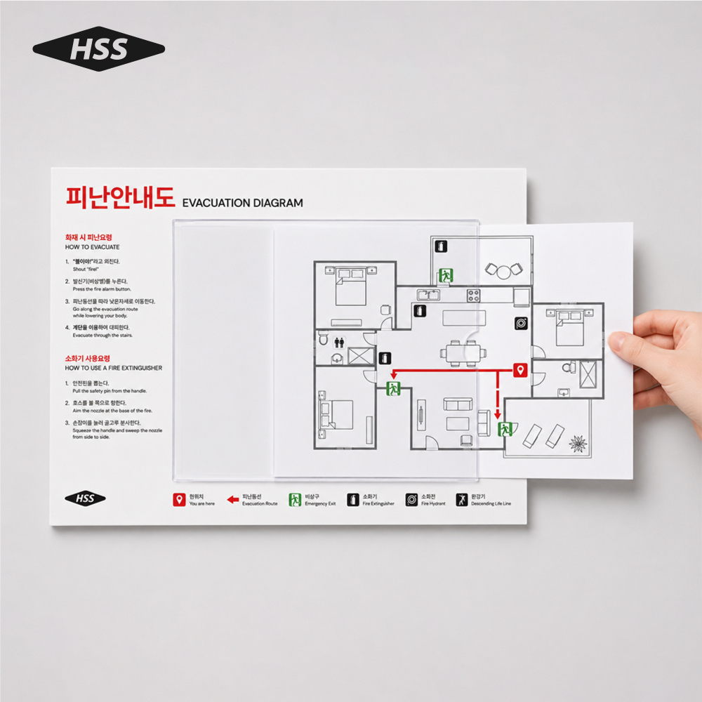 HSS 피난안내도 DIY KIT A3사이즈 비상대피도 대피안내도 소방안내 제작키트 - 상세 이미지 3
