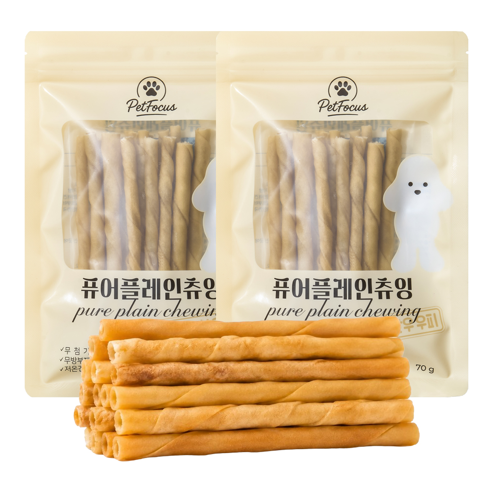수제 강아지껌 치석제거 덴탈껌 오래먹는 개껌 한우우피 퓨어플레인츄잉, 70g, 2개 - 상품 이미지