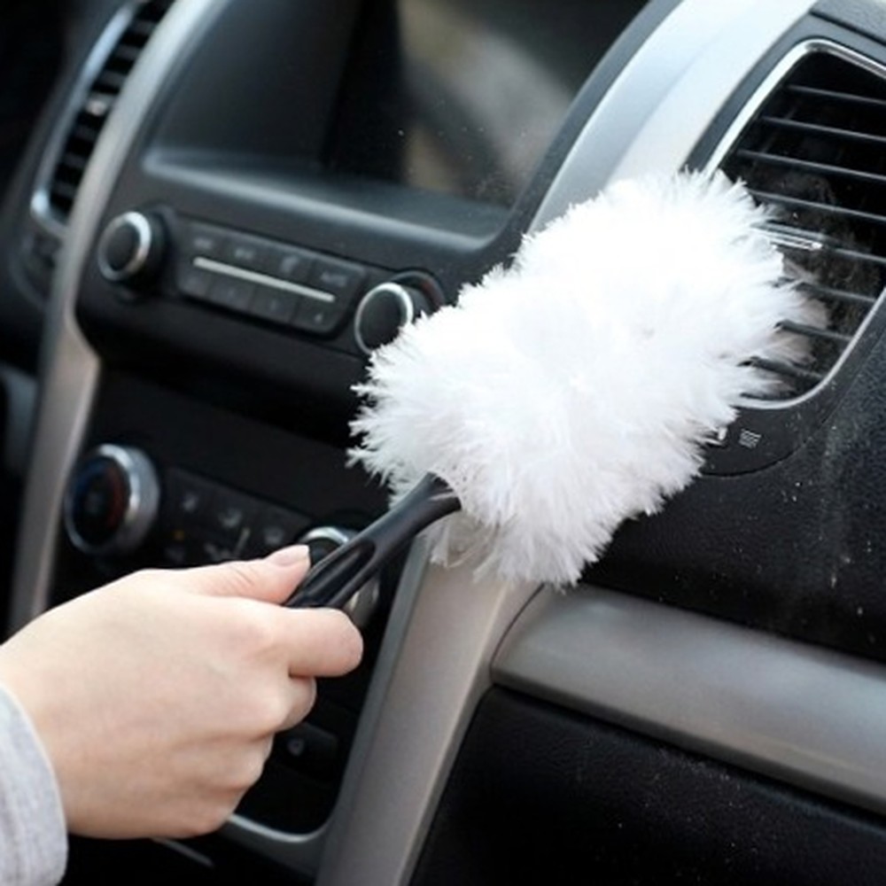 송풍구차량극세사브러쉬 극세사패드건식청소먼지브러쉬 리필교체형대시보드차량용먼지털이 360도회전 - 상품 이미지