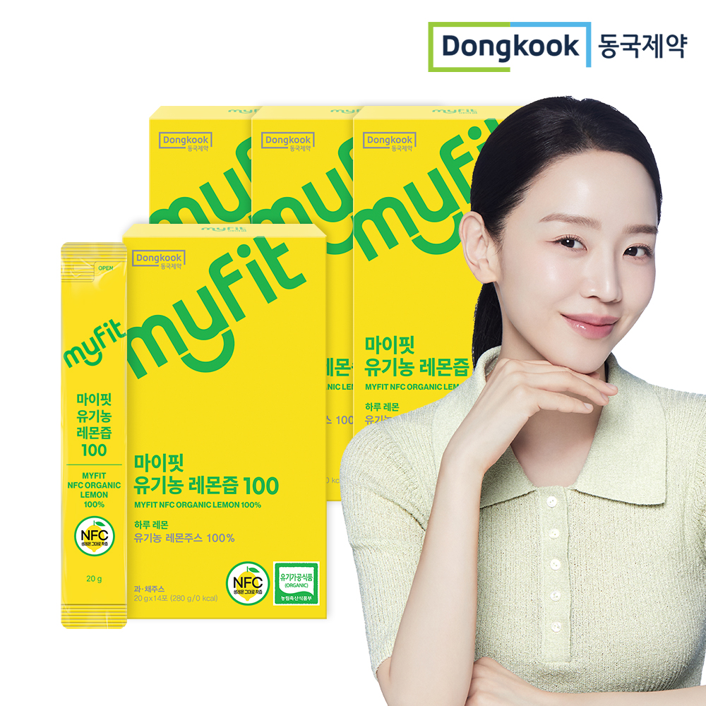 [2+2] 동국제약 마이핏 유기농 레몬즙 100% 레몬수 레몬원액 14포, 4개