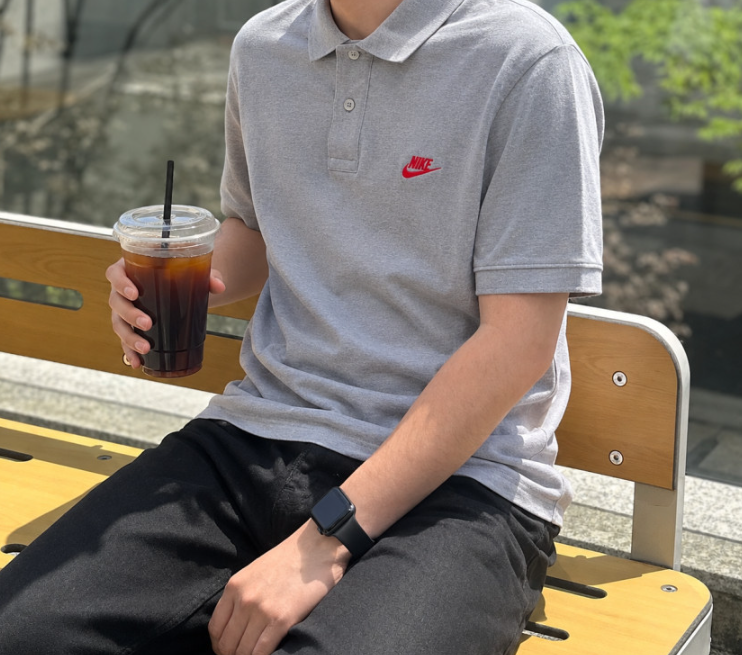 나이키 루즈핏 카라티 퓨추라 PK티셔츠 그레이 레드로고