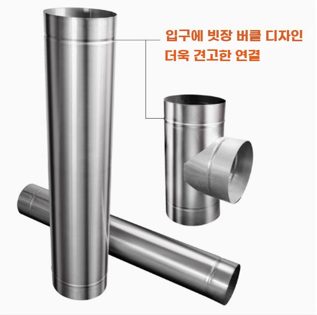 연통 굴뚝 파이프 가림막 팔꿈치형 배기관 스테인리스 - 상세 이미지 2