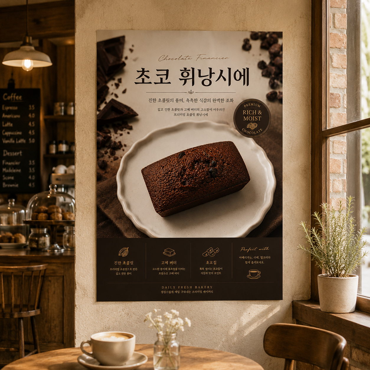 휘낭시에 초코 포스터 제작 메뉴 인쇄 디저트 카페 A 반광택 인화지 235g A3 - 상품 이미지