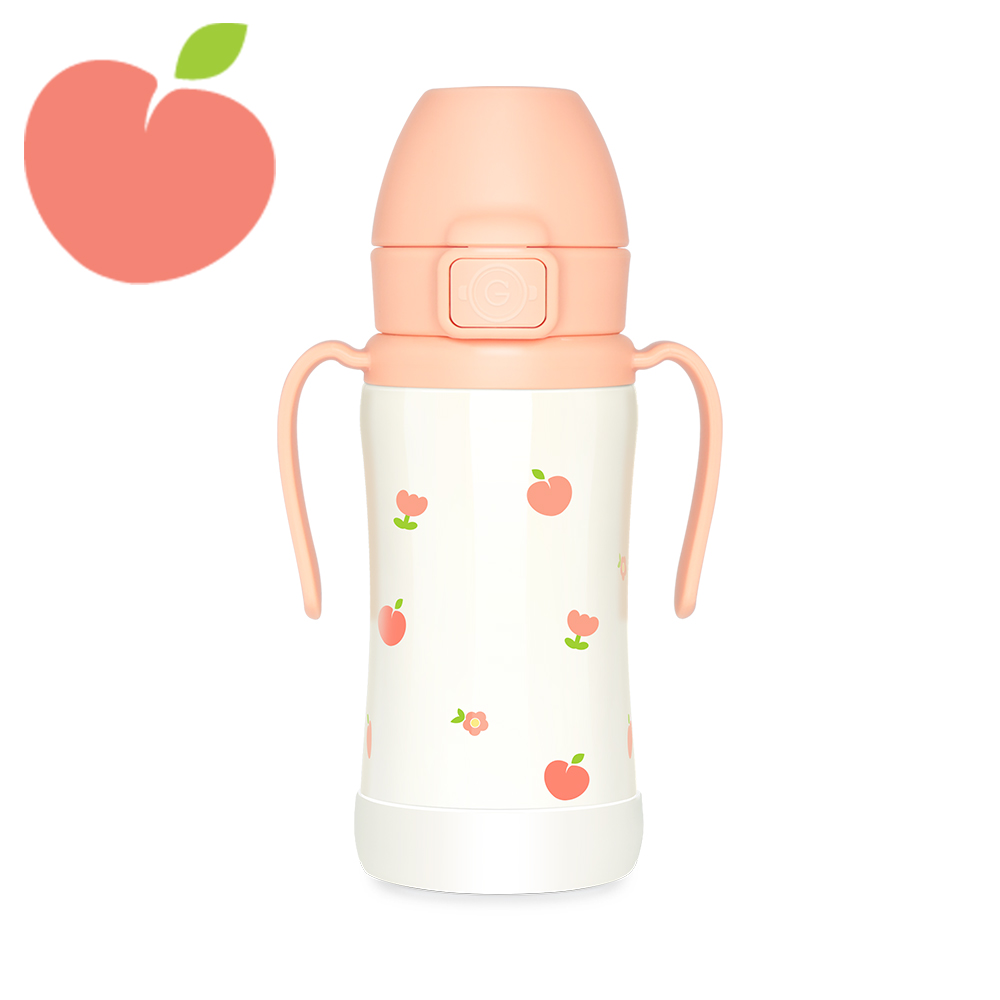 그로미미 피치플라워 원터치 스테인리스 300ml 빨대컵 (로제코랄) - 상세 이미지 3