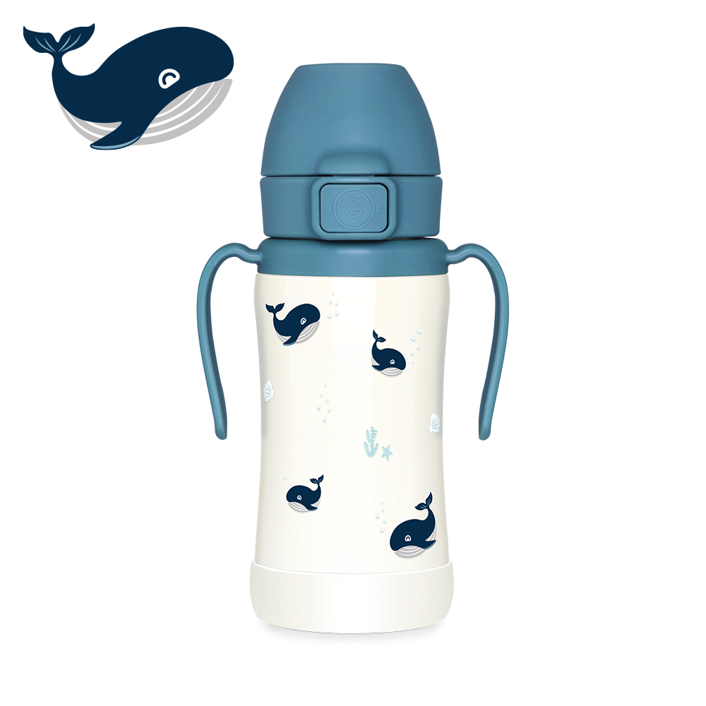 그로미미 스텐 빨대컵 어린이집 물병 아기고래 300ml - 상세 이미지 2