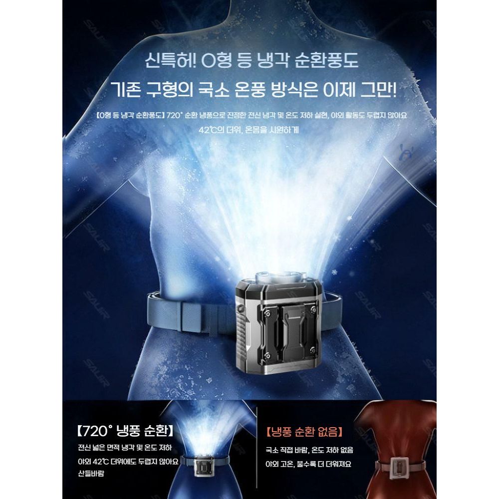 쿨링 미니 냉각 허리 선풍기 소형 휴대용 냉풍 에어컨 - 상세 이미지 2