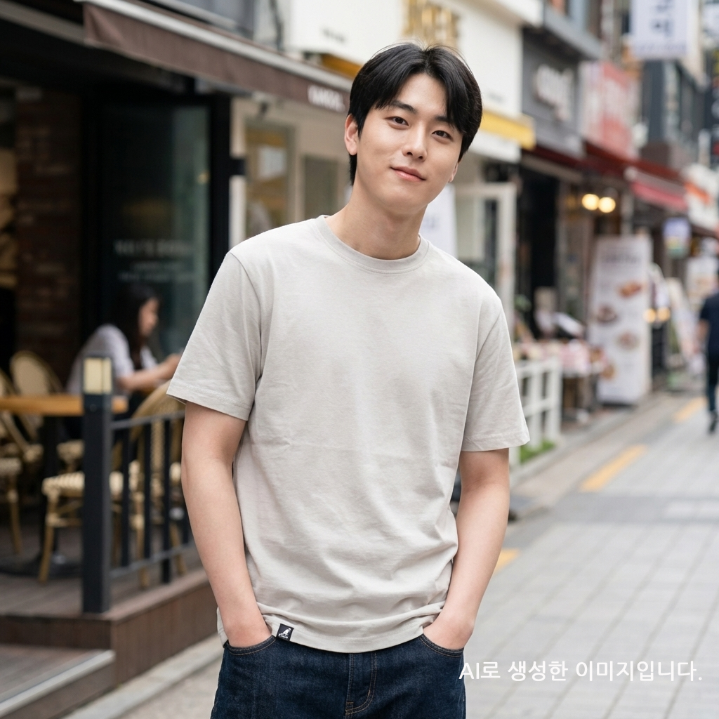 캉골 반팔 티셔츠 남녀공용 K90151 그레이, L - 상품 이미지