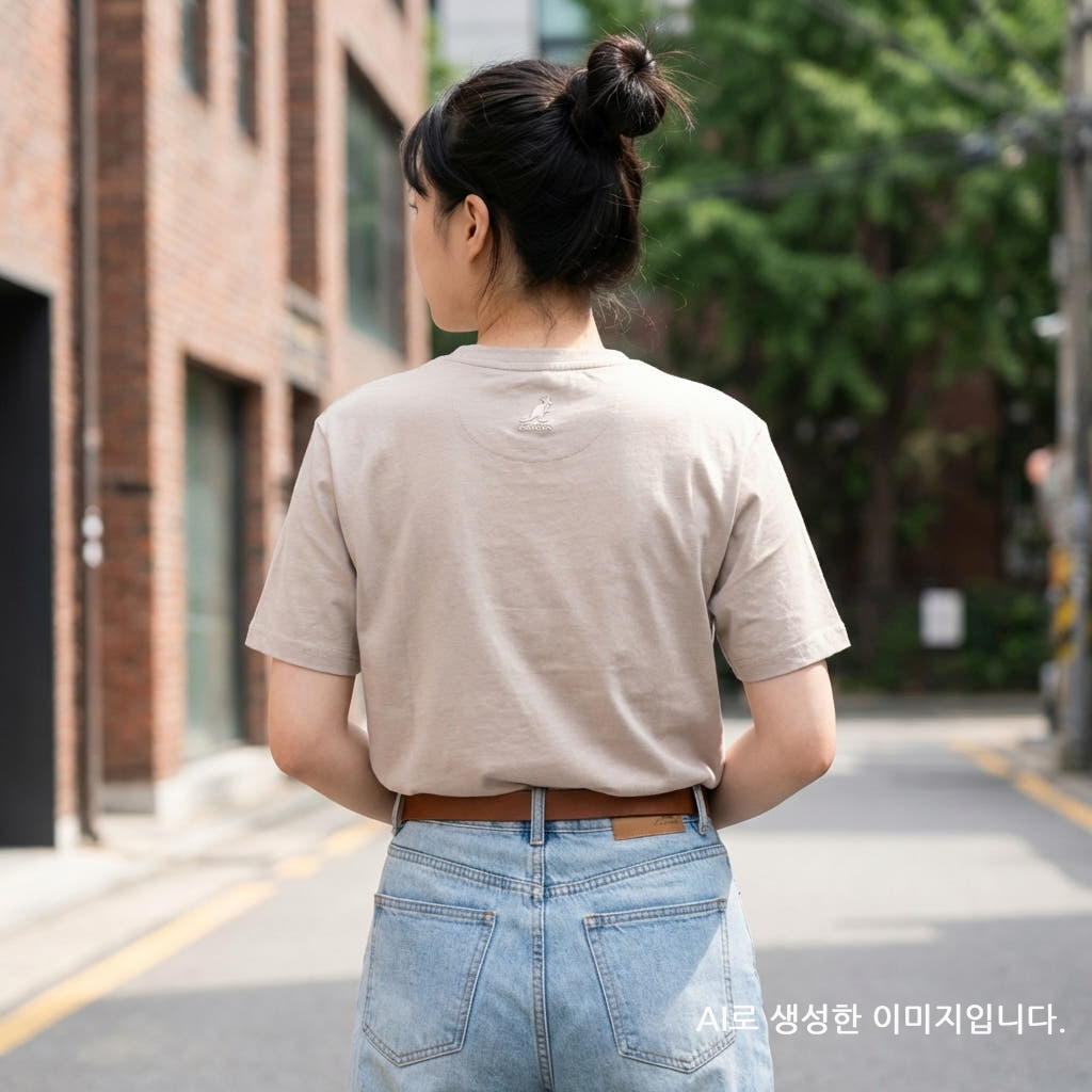 캉골 반팔 티셔츠 남녀공용 K90151 스트링, XL - 상세 이미지 5