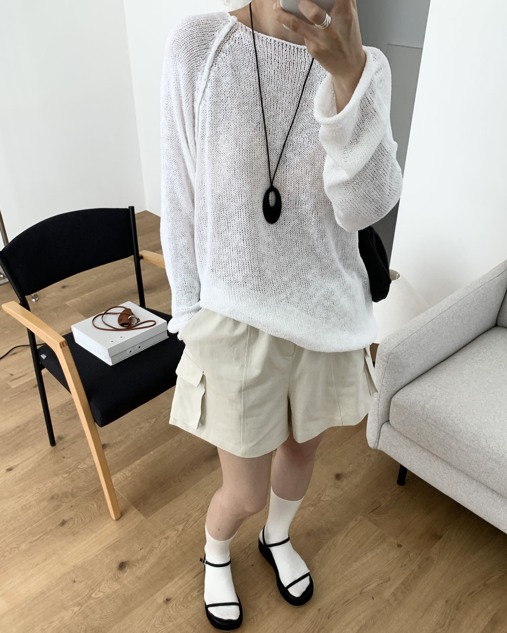 [당일발송] 리우 카고 팬츠 하체커버 3부 4부 A라인 밴딩 반바지 웨어링무드 (2c) 이미지 8