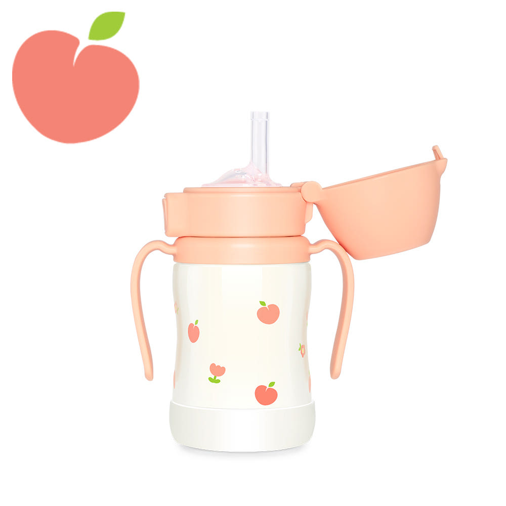 그로미미 그로미미 안새는빨대컵 유아물병 스텐 피치플라워 200ml