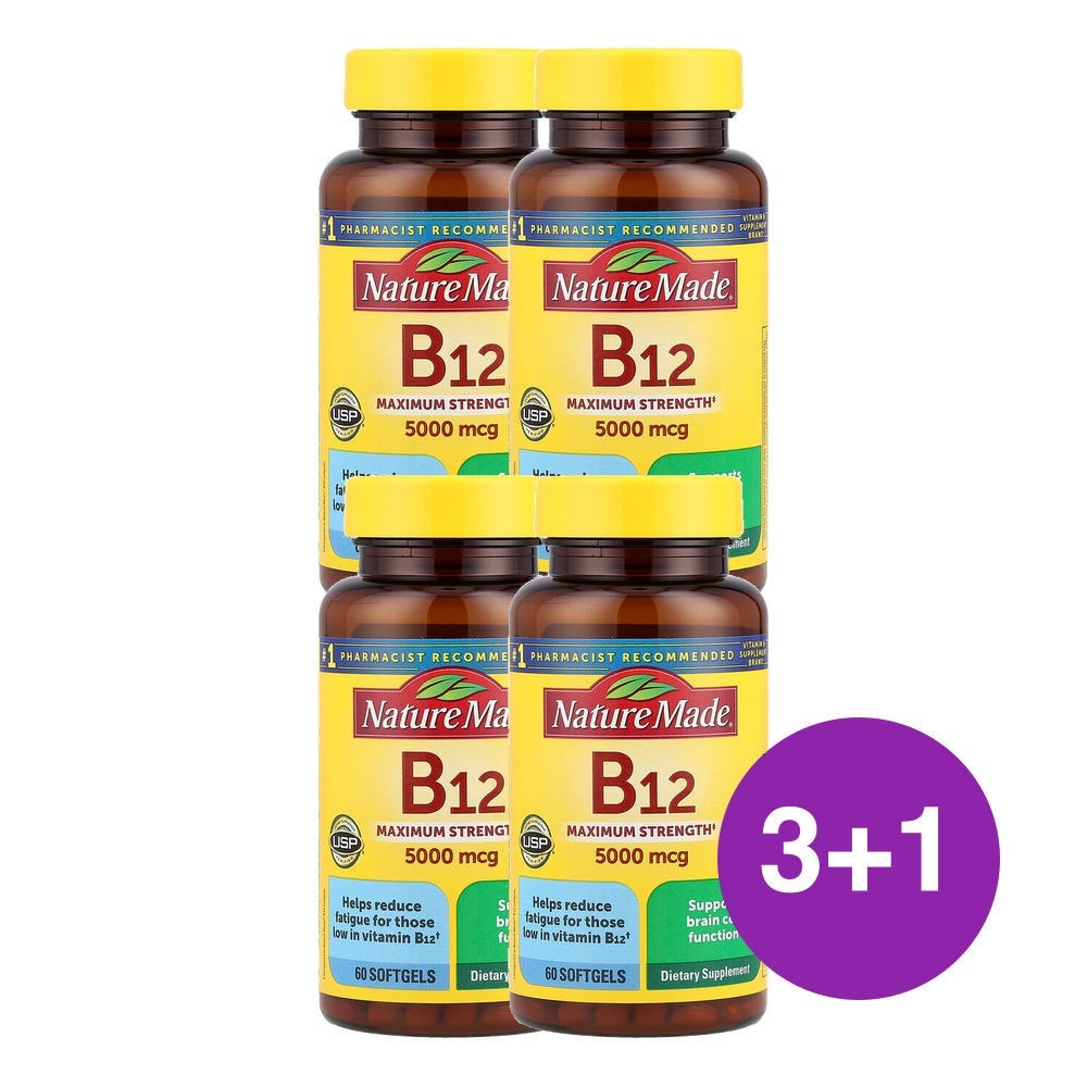 네이처메이드 비타민B12 맥시멈 스트렝스 5000mcg 60정, 4개 - 상품 이미지