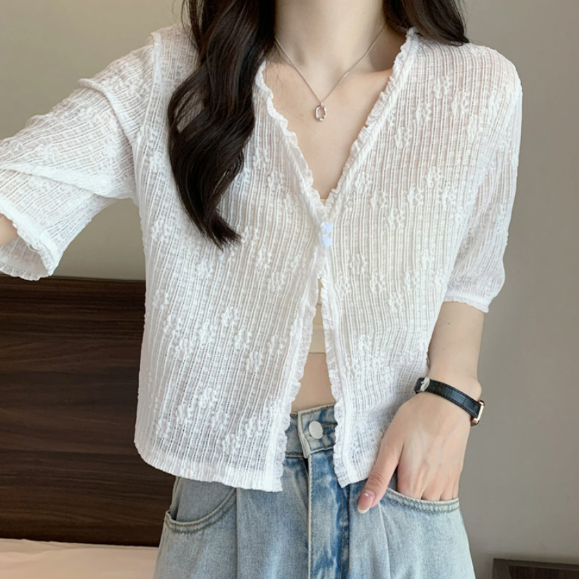 퓨어 프릴 썸머 크롭 가디건 이미지 8
