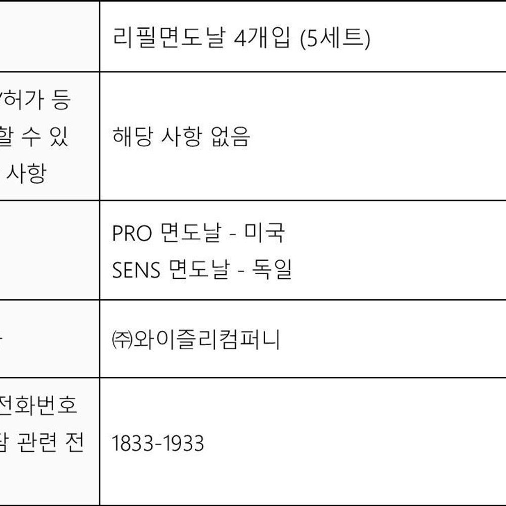 와이즐리 5중날면도기 PRO 리필 4개입 - 상세 이미지 4