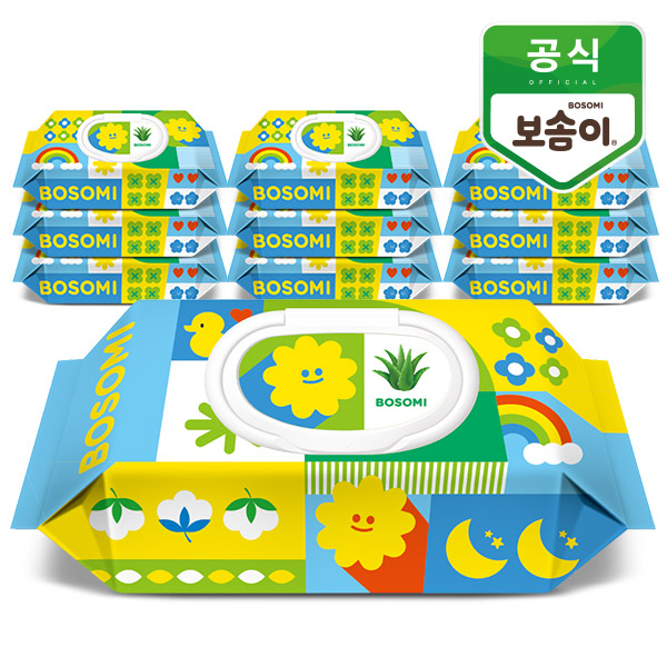 보솜이 이지플레이 아기물티슈 캡형 80매 x 10팩 - 상품 이미지
