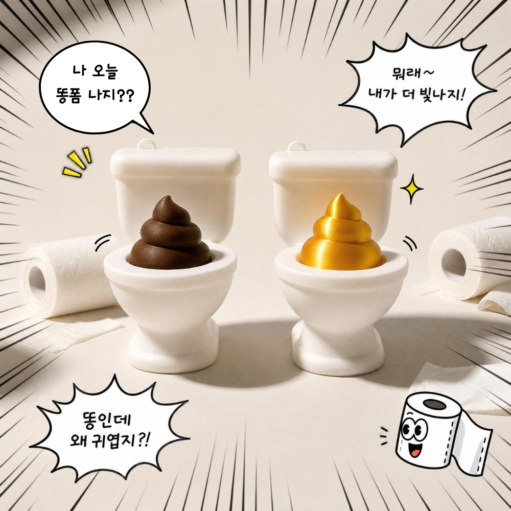 황금똥 응가 변기 클릭커 키캡 클리커 키링 피젯토이 딸깍이 - 상세 이미지 4