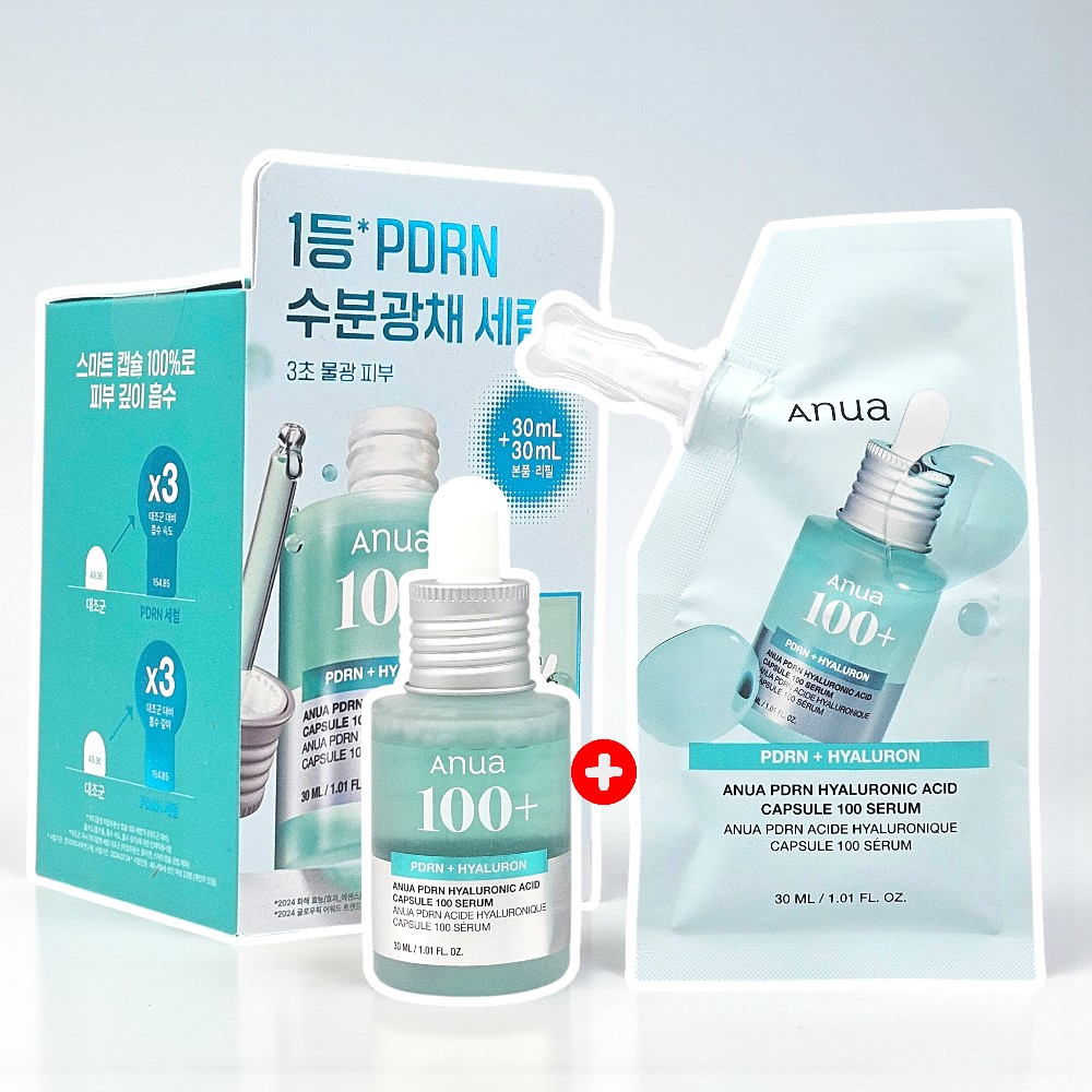아누아 PDRN 피디알엔 히알루론산 캡슐 100 연어 눈물세럼 앰플 30ml+30ml 리필 - 상품 이미지