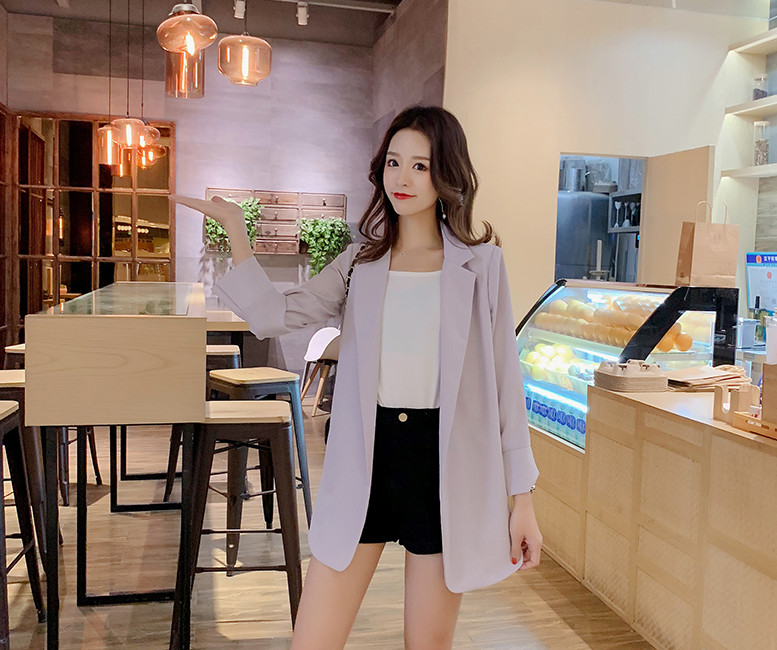 여성 여름 자켓 반팔 블랙 흰색 여자 중년 린넨자켓 정장 - 상세 이미지 3