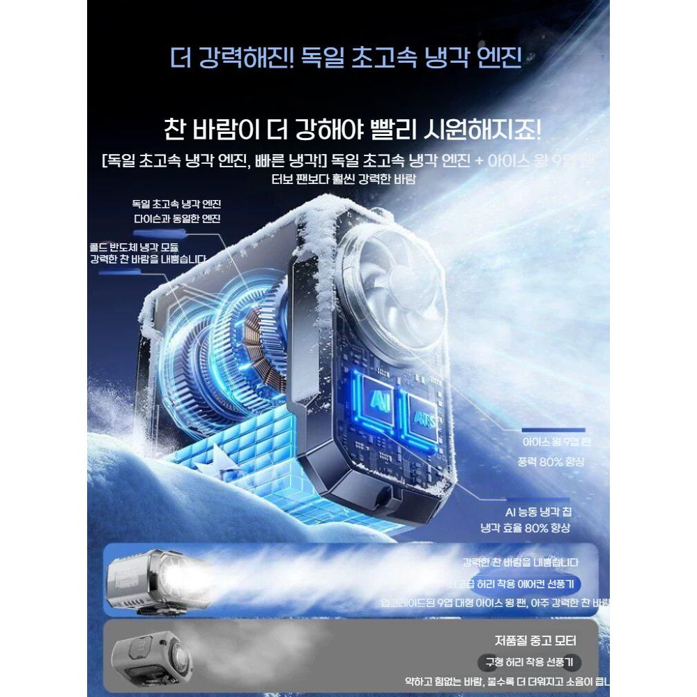 냉각 허리걸이 전동 선풍기 소형 휴대용 냉각 냉풍기 야외 공사 현장 - 상세 이미지 3
