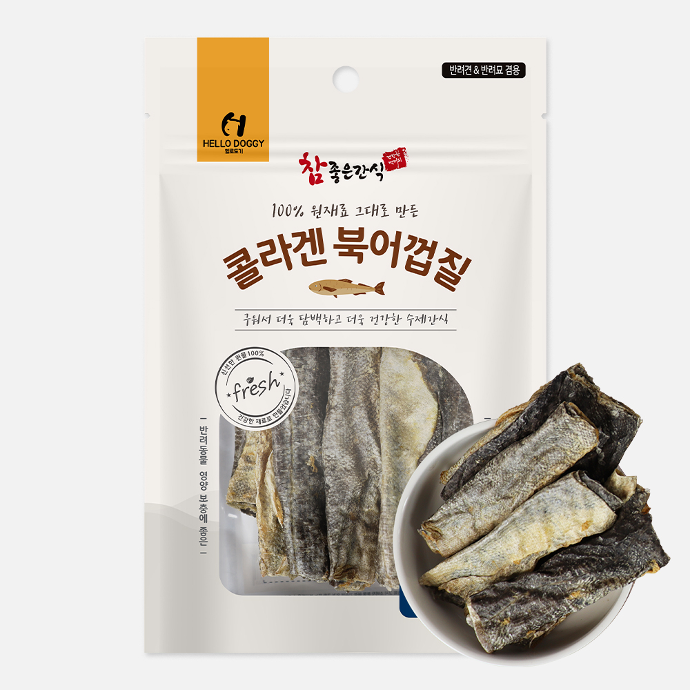 헬로도기 콜라겐북어껍질 강아지황태 간식 롤, 55g, 1개 - 상품 이미지