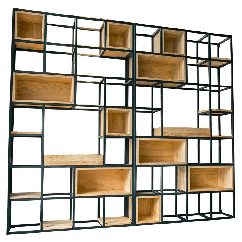 원목 책장 철제 선반 파티션 수납장 거실 진열장 150cm x 25cm x 210cm 이미지 6