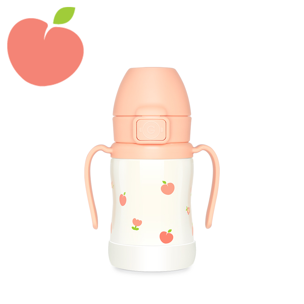 그로미미 피치플라워 원터치 스테인리스 200ml 빨대컵 (로제코랄) - 상세 이미지 2