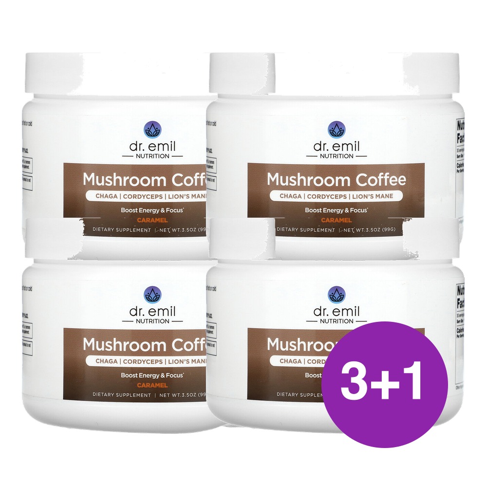 Dr Emil Nutrition 버섯 커피 캐러멜 99g, 4개 - 상품 이미지