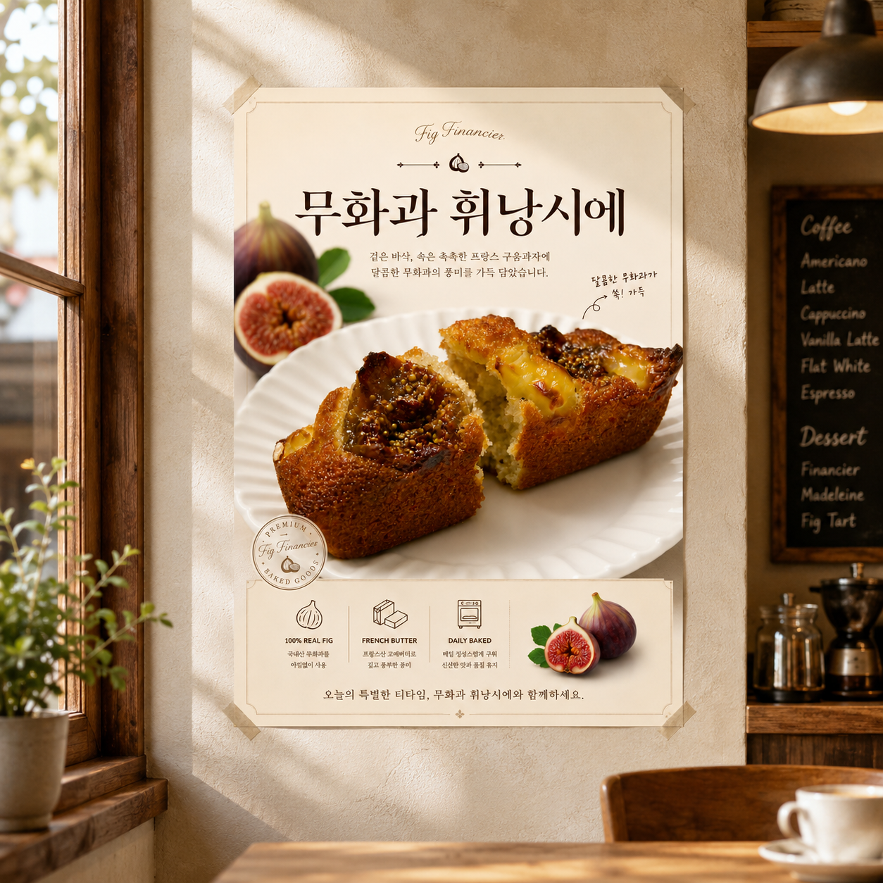 휘낭시에 무화과 포스터 제작 메뉴 인쇄 디저트 카페 A 반광택 인화지 235g A3 - 상품 이미지