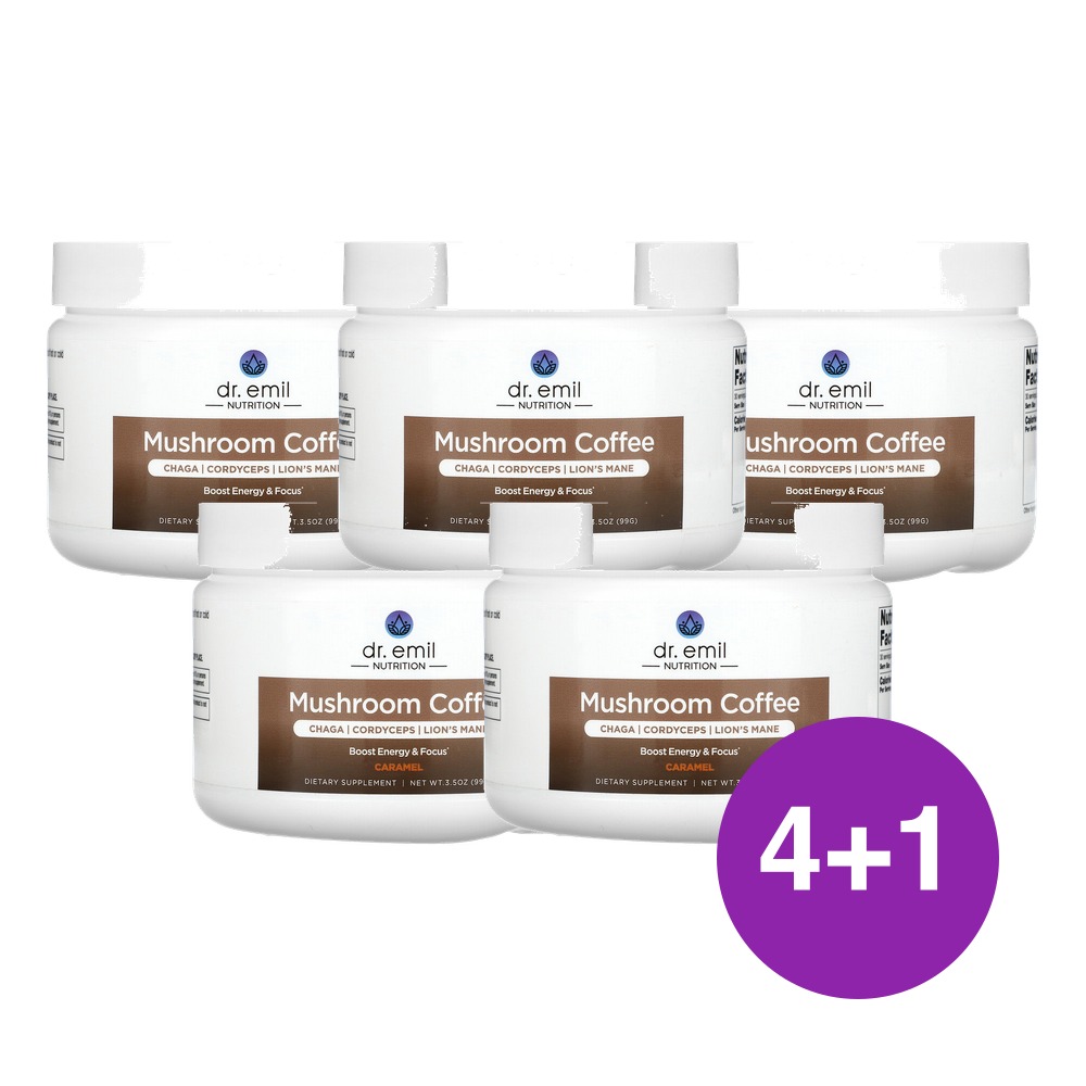 Dr Emil Nutrition 버섯 커피 캐러멜 99g, 5개 - 상품 이미지