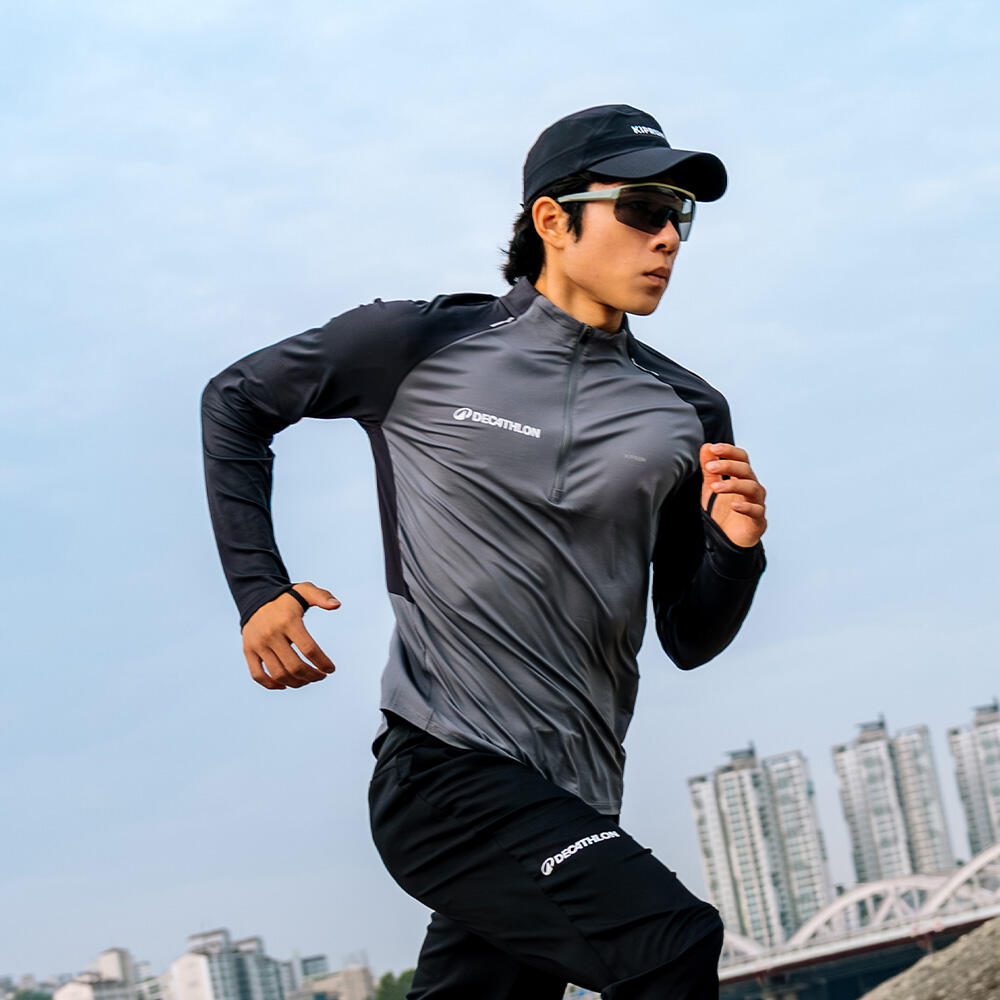 데카트론 남성 하프집 러닝 긴팔 티 런 드라이 500 상품 이미지