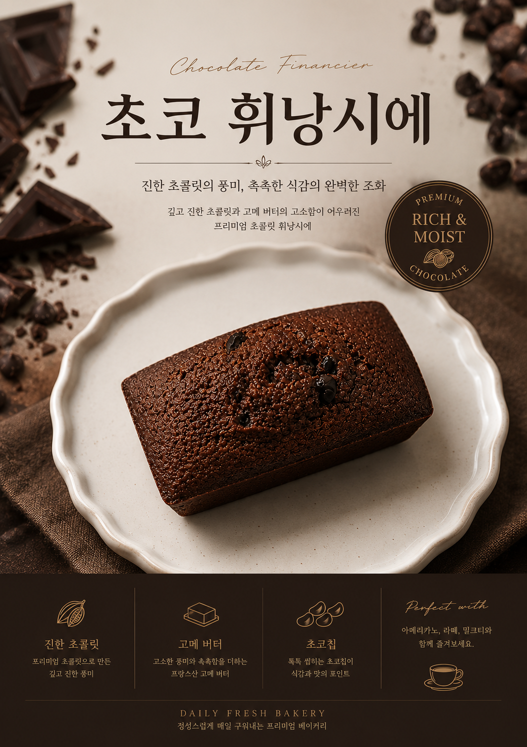 휘낭시에 초코 포스터 제작 메뉴 인쇄 디저트 카페 A 반광택 인화지 235g A3 - 상세 이미지 2