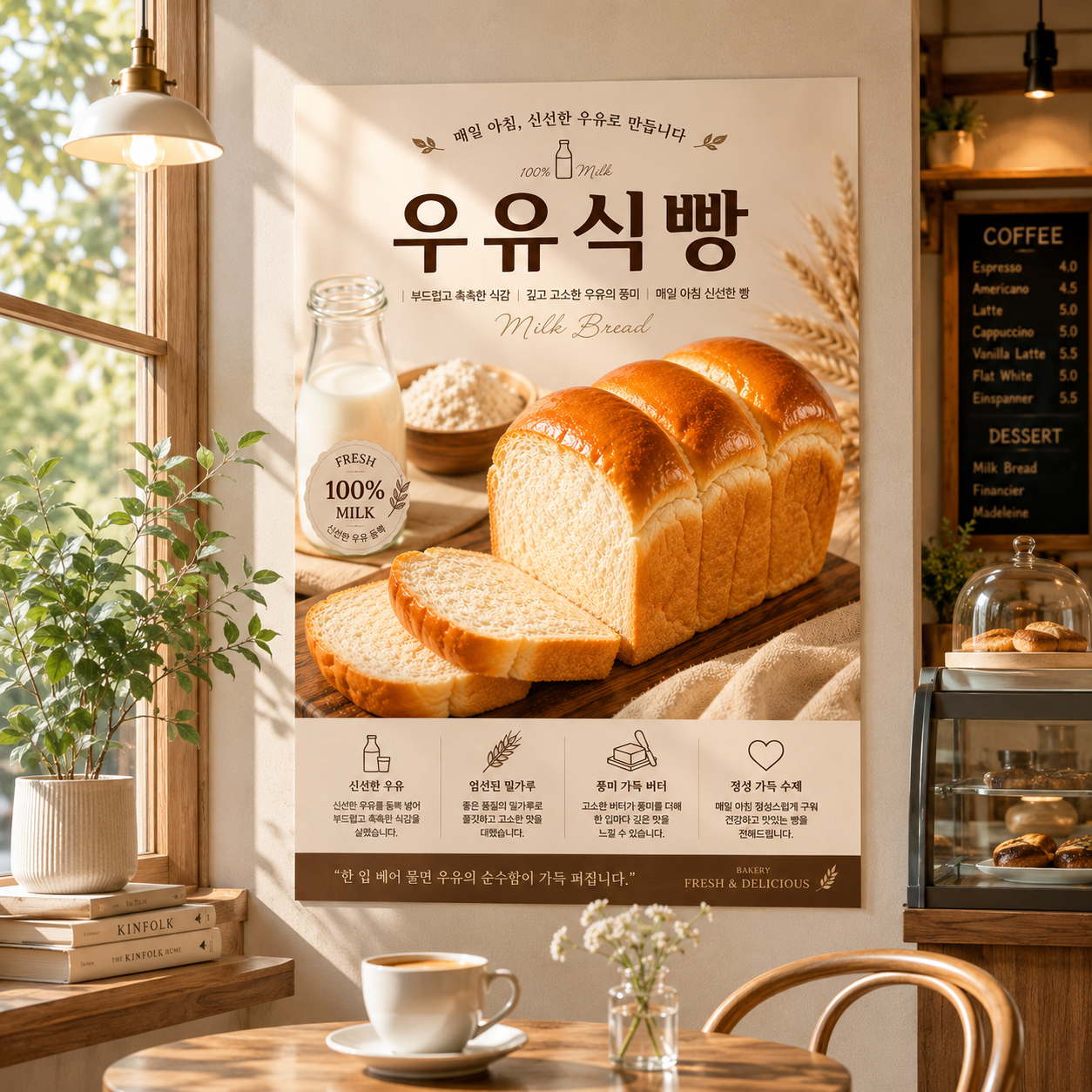 우유식빵 포스터 제작 메뉴 인쇄 디저트 카페 A 반광택 인화지 235g A3 - 상품 이미지