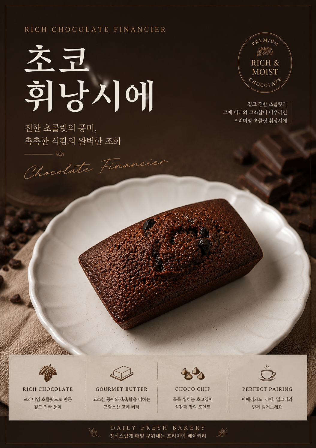 휘낭시에 초코 포스터 제작 메뉴 인쇄 디저트 카페 B 반광택 인화지 235g A3 - 상세 이미지 2