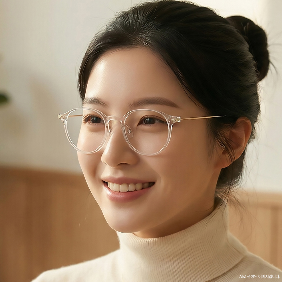 가벼운 티타늄안경테 다각형 크라운판토안경 얇은 투명뿔테안경 변색렌즈 - 상세 이미지 4