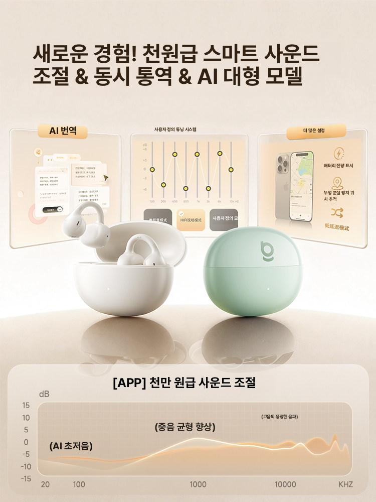블루투스 오픈형 운동용 무선 AI 스마트 이어셋 화이트 기본구성 이미지 6