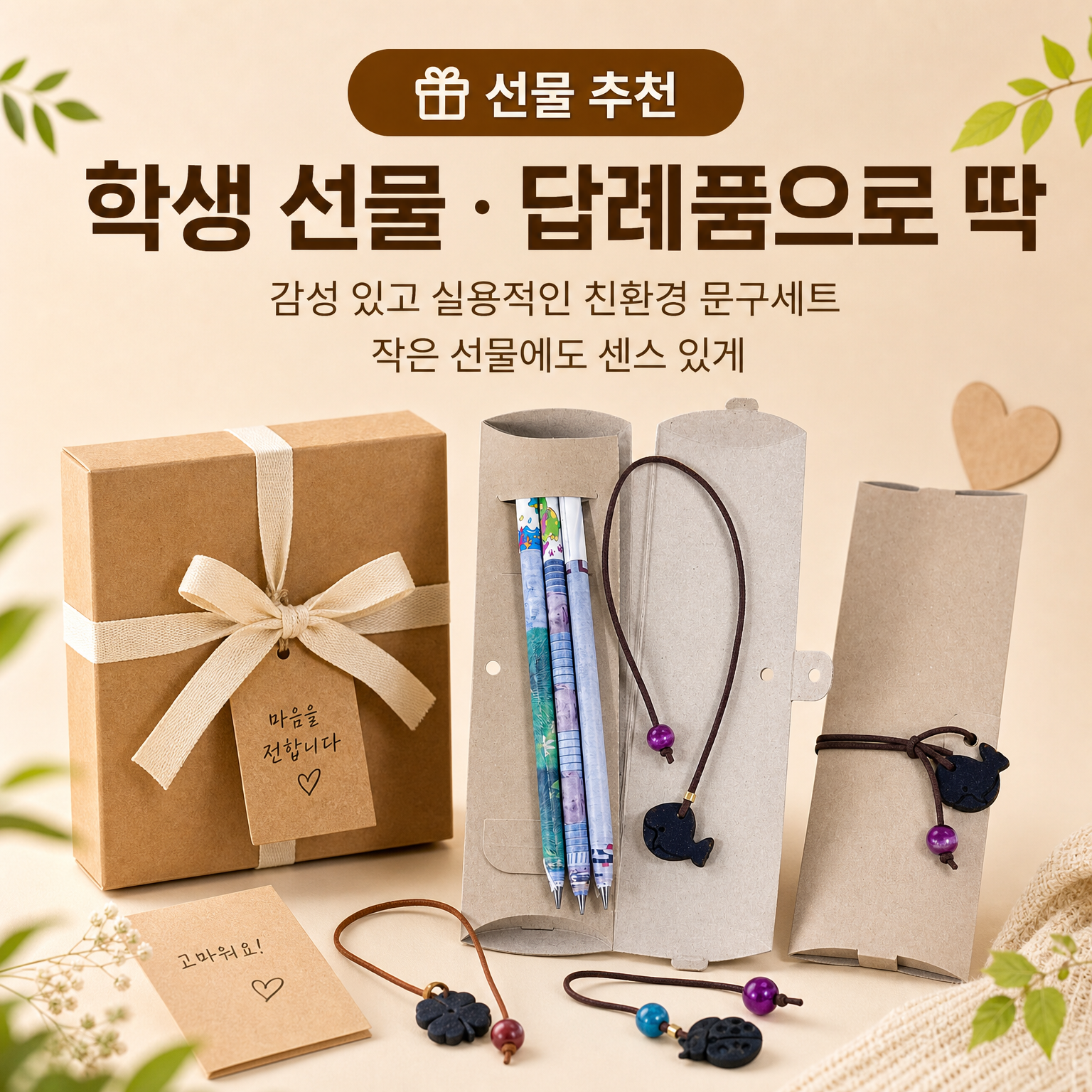 신문지 연필 커피박 북마크 세트 업사이클링 문구 선물 제로웨이스트 애플하우스 - 상세 이미지 2
