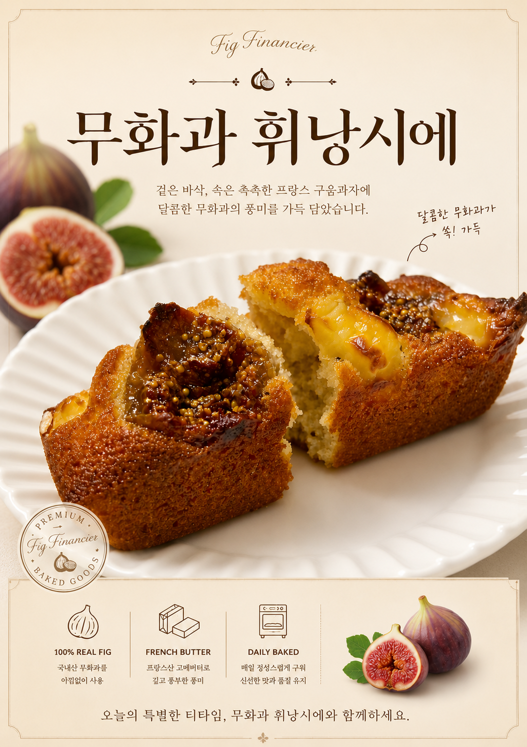 휘낭시에 무화과 포스터 제작 메뉴 인쇄 디저트 카페 A 반광택 인화지 235g A3 - 상세 이미지 2