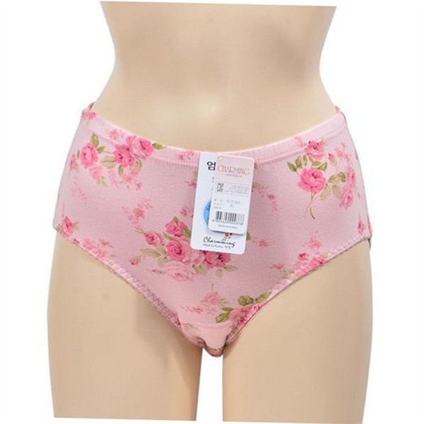 하이 플라워 패턴 팬티 데일리 면 위생 팬티 여성 중년 - 상품 이미지