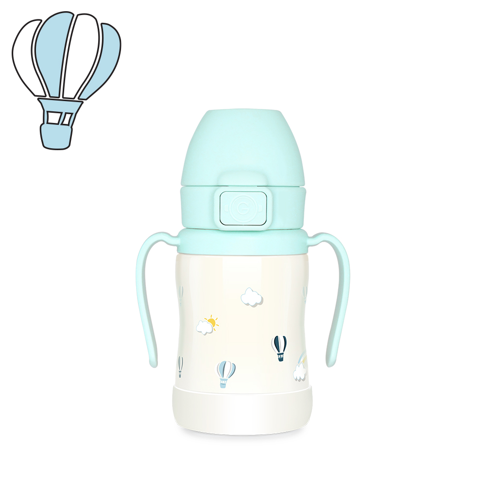 그로미미 유아빨대텀블러 원터치 스텐빨대컵 200ml 스카이벌룬 (크리미블루) - 상세 이미지 3