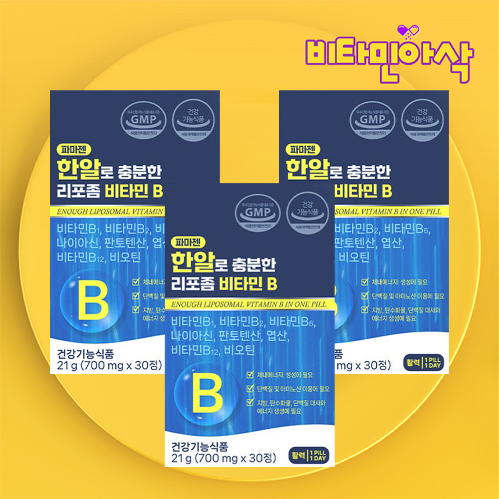 리포좀 비타민B 컴플렉스 복합체 비타민비군 B 복합제 B5 B3 나이아신아마이드 3박스 - 상품 이미지
