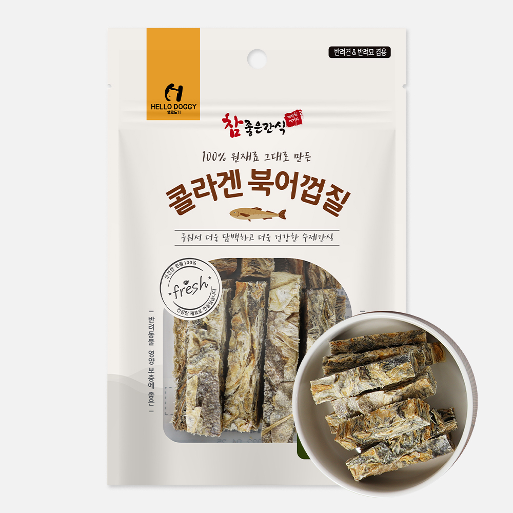 헬로도기 콜라겐북어껍질 강아지황태 간식 스틱, 55g, 1개 - 상품 이미지