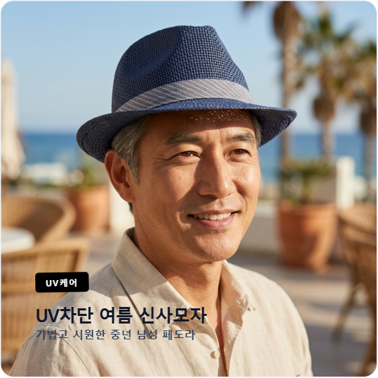 라네이처 남성지사페도라 중년남성 남자 여름 중절모 UV차단 신사모자 - 상품 이미지