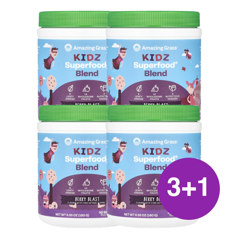 Amazing Grass 키즈 슈퍼푸드 베리 블라스트 180g, 4개 - 상품 이미지
